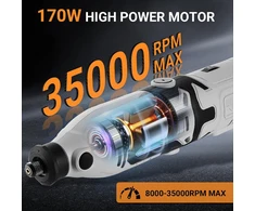 DEKOPRO daugiafunkcis mini rotacinis įrankis 170 W su 127 priedų rinkiniu, 8000-35000 aps./min, kintamas greitis, DKPSRT0001