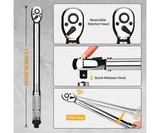 DEKOPRO dinamometrinis raktas 3/8", 6,8–67,8 Nm, nerūdijančio plieno, 72 dantų, ±3% tikslumas, 37 cm, DKHWTW0002