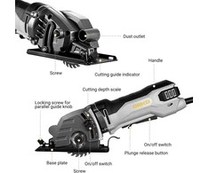 DEKOPRO mini diskinis pjūklas 600 W, 5500 aps./min., 85 mm diskas, pjovimo gylis iki 27 mm, DKPMCS0001