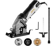 DEKOPRO mini diskinis pjūklas 600 W, 5500 aps./min., 85 mm diskas, pjovimo gylis iki 27 mm, DKPMCS0001