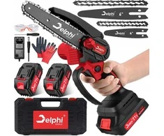 Grandininis pjūklas Delphi akumuliatorinė grandininė mini pjūklas 800 W, 21 V, 4" ir 6" geležtė, CG-35