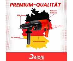 Delphi smūginis gręžtuvas-kaltas SDS+ 2600 W, 4 J, 4 režimai, Bohrhammer Delphi