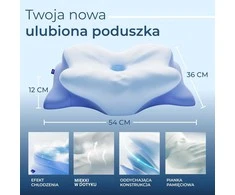 Derila ergonominė pagalvė iš atminties putų, drugelio formos, su vėsinimo technologija, 54 × 36 × 12 cm