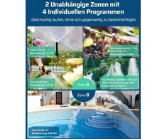DEWENWILS laistymo valdiklis su 2 išėjimais, 8 programos, lietaus atidėjimo funkcija, 3/4 colio jungtis