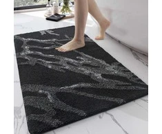 DEXI vonios kilimėlis, 61 × 110 cm, mikrofibra, neslystantis, juodas