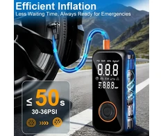 Dictien belaidis padangų kompresorius 150 PSI, 8000 mAh, su LCD ekranu QC-001B