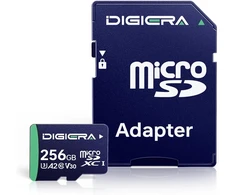 DIGIERA 256 GB Micro SDXC atminties kortelė, UHS-I, 100 MB/s, C10, U3, V30, DGCT100256