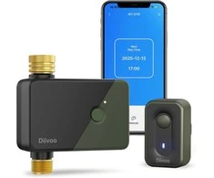 Diivoo išmanusis žalvarinis Wi‑Fi vandens laistymo laikmatis su 6 laistymo planais, suderinamas su Alexa ir Google Assistant, 2,4 GHz