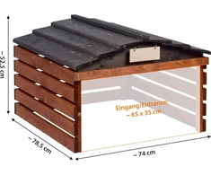 dobar medinis garažas vejapjovės robotui, rudas/juodas, 78,5 × 74 × 52,5 cm, 56193E