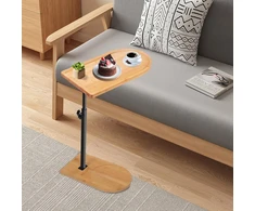 DOKKOME reguliuojamo aukščio kavos staliukas su bambuko paviršiumi, 40x23 cm, 45–83 cm aukščio, sukiojamas 360°