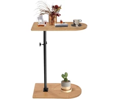DOKKOME reguliuojamo aukščio kavos staliukas su bambuko paviršiumi, 40x23 cm, 45–83 cm aukščio, sukiojamas 360°