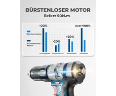 Dong Cheng DongCheng 18 V bešepetė akumuliatorinė smūginis gręžtuvas-suktuvas, 50 Nm, 2 x 2,0 Ah, 13 mm