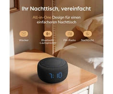 DOUMOSH skaitmeninis radijo žadintuvas su Bluetooth 5.0, 5 W garsiakalbiu ir naktine lempute DEBK11B