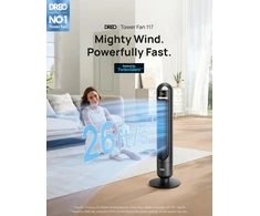 Dreo koloninis ventiliatorius, tylus 28 dB, 4 režimai, Wi-Fi valdymas, Alexa, DR-HTF017S Juodas