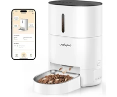 DUDUPET automatinis naminių gyvūnų ėdalo dozatorius, 4 l talpa, Wi-Fi valdymas, balta, DU4L-WA