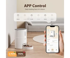 DUDUPET automatinis naminių gyvūnų ėdalo dozatorius, 4 l talpa, Wi-Fi valdymas, balta, DU4L-WA