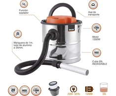 Dulkių siurblys Bikain pelenų siurblys 1200 W, 20 l, HEPA filtras, nerūdijančiojo plieno DI1200INOX
