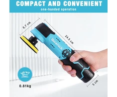 DURATECH akumuliatorinė mini poliravimo mašinėlė 12 V, 600–3000 aps./min, 50 mm ir 80 mm diskais, DT105149