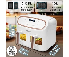 Duronic karšto oro gruzdintuvė 10 l, 2400 W, dviejų zonų, AF34 WE
