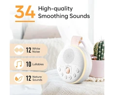 Easy@Home baltojo triukšmo aparatas kūdikiams su 34 garsais ir naktine lempute HFD-W15