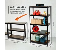 EASYmaxx metalinė sunkioji lentyna, 180 x 90 x 40 cm, 5 reguliuojamos MDF lentynos, 875 kg apkrova, modelis 15642