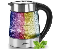 ecosa elektrinis stiklinis virdulys 1,7 l, 2200 W su temperatūros reguliavimu EO-600