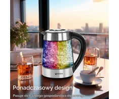 ecosa elektrinis stiklinis virdulys 1,7 l, 2200 W su temperatūros reguliavimu EO-600