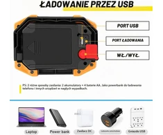 Edasion įkraunamas LED darbo prožektorius 30 W, 2000 lm, IP65 W840