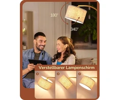EDISHINE grindų lempa 161 cm su reguliuojamu lininiu gaubtu, E27, 12 W LED, F20031-4