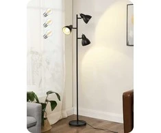 EDISHINE grindų lempa, 163 cm, 3 lemputės, juoda, E27 LED, reguliuojama, metalinė, DHLFL03E1