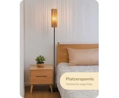 EDISHINE grindų lempa LED, tinkleliu dengtas abažūras, 165 cm aukščio, E27 lizdas, boho stilius