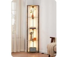 EDISHINE grindų lempa su 4 stiklinėmis lentynomis, 20 W LED, šviesos reguliavimas, ST-F31048