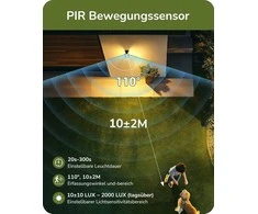 EDISHINE išorinė sieninė lempa su judesio jutikliu, E27 lizdas, IP44, aliuminis ir grūdintas stiklas, juoda, KH1845-E27+SEN