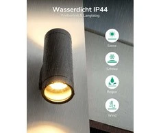 EDISHINE lauko sieniniai šviestuvai, LED, IP44, metaliniai, antracito spalvos, 2 vnt., DHOWL01E