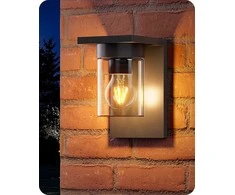 EDISHINE lauko sieninis šviestuvas, IP44, E27, skaidrus stiklas, 15 W, juodas, KH 2401 DN