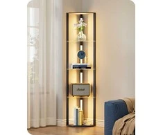 EDISHINE LED grindų lempa su dimmer funkcija, 20 W, 4 stiklo lentynos, 3 šviesos temperatūros, juoda, ST-F31048