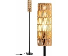 EDISHINE LED pastatoma lempa su lininiu gaubtu, 9 W, boho stiliaus, E27, 165 cm, DHLFL09H