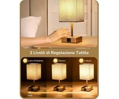 EDISHINE LED stalinė lempa su 2 USB jungtimis, pritemdoma, su pilku lino gaubtu, 4 W, 2 vnt. rinkinys