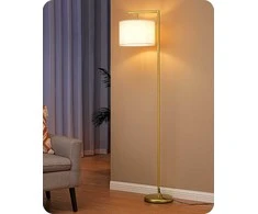 EDISHINE pastatoma lankstoma lemputė, aukso spalvos, E27 LED, 160 cm, reguliuojamas drobinis gaubtas, QY-2207F