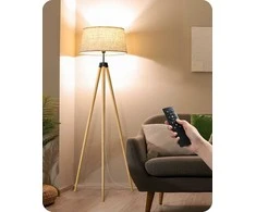 EDISHINE pastatoma LED lempa su mediniu trikoju, pritemdoma, E27 lizdu ir pulteliu, KL-DF077