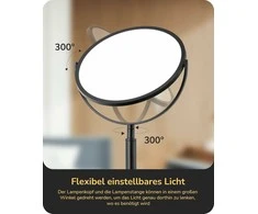 EDISHINE stalinė LED lempa, 10 W, reguliuojamas ryškumas, 300° pasukama, juoda
