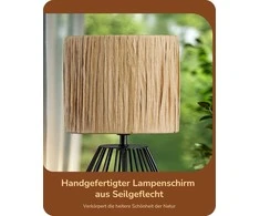 EDISHINE stalinė lempa boho stiliaus, pintas popierinis gaubtas, E14, LED 4 W, 29 cm
