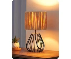 EDISHINE stalinė lempa boho stiliaus, pintas popierinis gaubtas, E14, LED 4 W, 29 cm