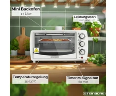 Elektrinė krosnelė Steinborg mini orkaitė 13 l, 1200 W, 65–230 °C, 60 min. laikmatis, 3005