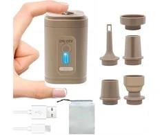 Elitecran elektrinė oro pompa su 5 antgaliais, LED apšvietimo funkcija, 1200 mAh akumuliatorius, nešiojama, 30 W