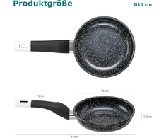 EliteHoff indukcinė keptuvė, aliuminio, keramikinė danga, 16 cm, juoda