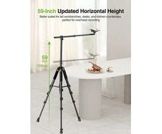 Elitehood reguliuojamas telefonų statyvas su 150 cm aukščio ir 64 cm ištraukiamu horizontaliu svirtimi, 360° pasukama galvute, juodas