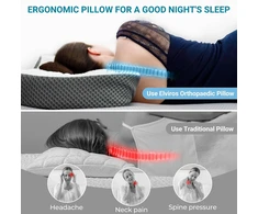 Elviros ergonominė kaklo pagalvė iš atminties putų, reguliuojamo aukščio, FEL10000986WH