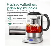 Emerio automatinis stiklinis arbatos virdulys 1,7 l, 2200 W WK-122248