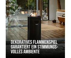 Enders dujinis lauko židinys su LED apšvietimu, 224 cm, juodas/sidabrinis, Nova LED L